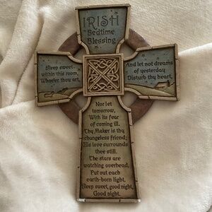 Irish wall cross Bedtime Blessing pieces broken off bottom